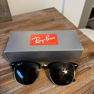 Ray-Ban Black and Gold Clubmaster Sunglasses